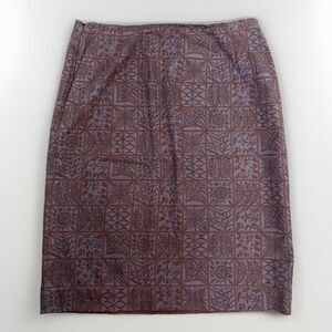 Peruvian Connection Twill Cotton Pencil Skirt Sz 10 Purple Floral Unique Print